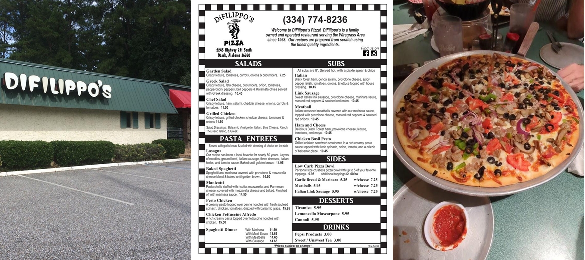 Difilippo's Pizza Menu